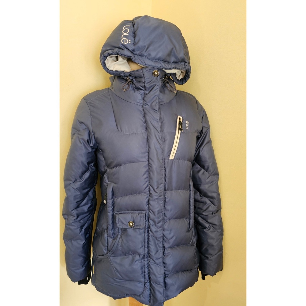 Lole Hooded Puffer Down Winter Coat Jacket Blue Navy Womens‎ Size S